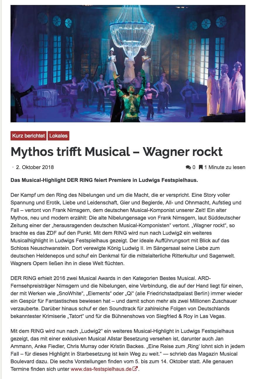Wagner trifft Musical, der Ring rockt
